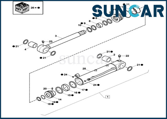 Joints de service de remplacement de cylindre hydraulique de la caisse CX26C du kit XKCD03353 de joint de lame du bouteur XKCD-03353
