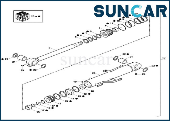 Le joint Kit Cylinder Seal Repair Kit de boom de XKCC-01437 XKCC01437 adapte l'excavatrice du cas CX33C CX37C
