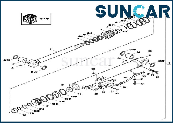 XKCC01384 Dipper Repair CYL Seal Kit XKCC-01384 Case Parts CX37C Safety Valve Oil Seal Kit