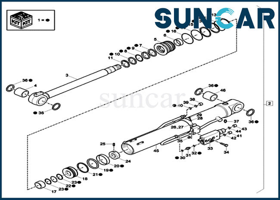 Kit de service de remplacement de cylindre du CAS CX60C CX57C de Boom Seal Kit XKCD03336 de l'excavatrice XKCD-03336