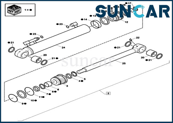 Cas du modèle CX57C de Kit Fits Mini Crawler Excavator de joint de cylindre d'oscillation de boom de XKCC-00339 XKCC00339