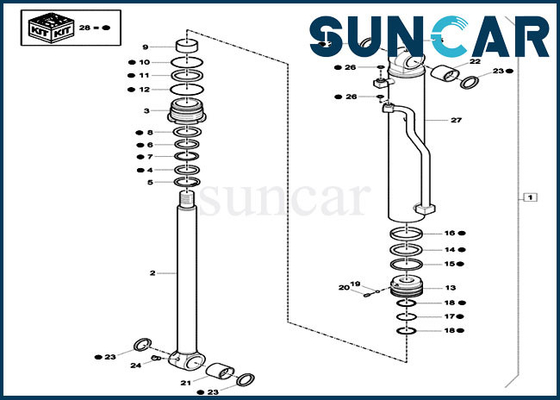Excavatrice Replacement Cylinder Kit de la CAISSE CX60C de kit de joint d'oscillation de boom de XKCC-01002 XKCC01002