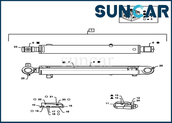 Kit de Hydraulic Cylinder Service d'excavatrice de Kit Case Parts CX55B de joint de réparation du seau PS01V00003R400
