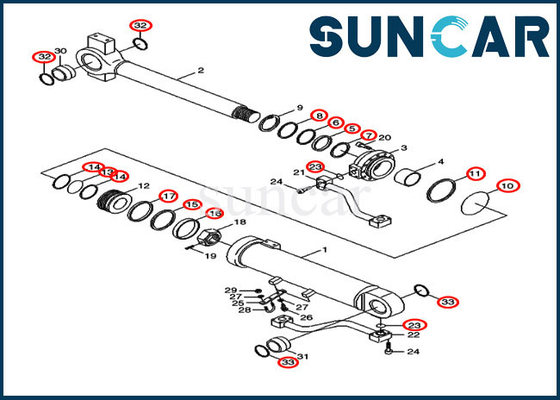 construction de CAISSE de chargeur de Kit Cylinder Repair Kits Fits 1221E de joint de seau de 31Y2-03400 31Y203400