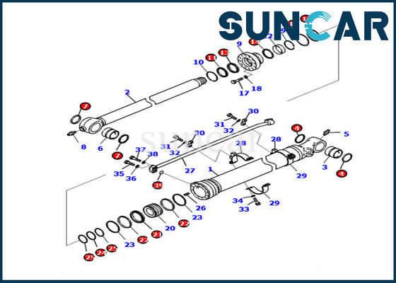 Kit de réparation de joint de cylindre de godet Komatsu 721-98-00270 pour pièces de service d'excavatrice PC240LC-11 PC220-8M0