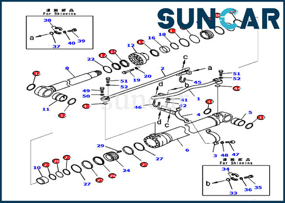 Cylindre hydraulique de boom de Kit Service Kit 721-98-00660 de joint pour KOMATSU PC200LC-8M0 PC210-10M0