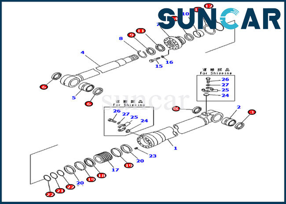 Kit d'entretien 707-99-68730 Kit de joint de cylindre de réglage de flèche pour pièces de modèle Komatsu PC228USLC-8 PC210LC-7K