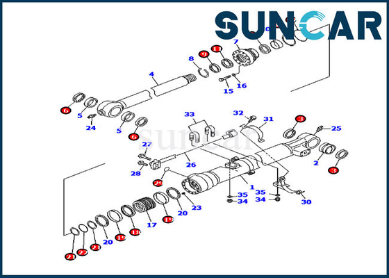 707-99-47570 Kit d'étanchéité de seau PC200-7 Modèles PC200LC-7 Kit de joint de réparation de cylindre Komatsu