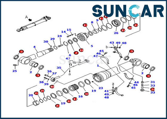 Phoque Kit Service Kit de bras 707-99-50500 pour le cylindre hydraulique de l'excavatrice PC200-8 PC210LC-8K de KOMATSU