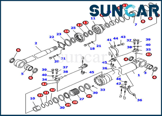 Kit de service de remplacement de flèche 707-99-46410 Kit de réparation Vérin hydraulique Komatsu PC200-8 7079946410