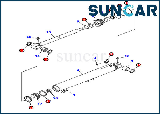 Phoque Kit For PC2000-8 PC50MR-2 KOMATSU de cylindre d'oscillation de boom du kit 7079829640 de cachetage d'échelle 707-98-29640