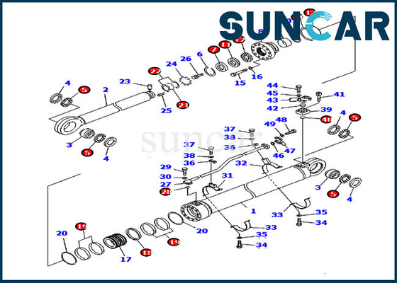 707-99-85350 7079985350 Kit de service pour le cylindre de bras pour la pelle à rouleaux Komatsu PC2000-8