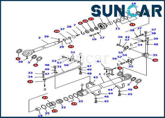 Kit hydraulique 7079976260 de rechange de cylindre de seau du kit 707-99-76260 PC2000-8 KOMATSU de joint