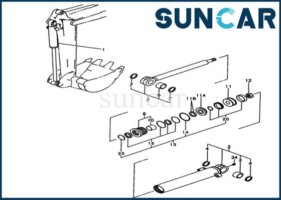 Kit de réparation de joint du seau YM172173-72923 YM17217372923 pour les pièces intérieures de cylindre de KOMATSU PC20FR-2