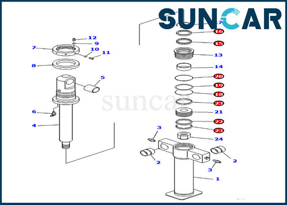 Cylindre intérieur de seau de bloc supérieur des parties 707-98-47700 de PC200SC-6 KOMATSU scellant Kit Service Kits