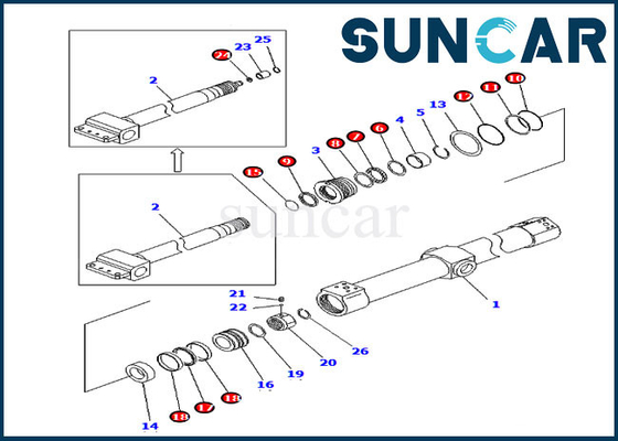 Kit de joint de rechange du kit KB3011A00203 PC200SC-6 KOMATSU de service de cylindre de la glissière KB3011A-00203