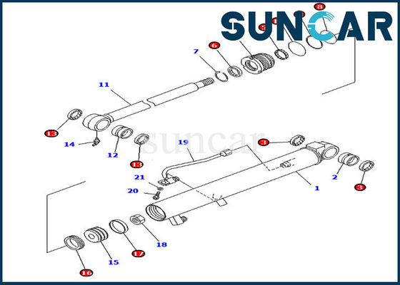 707-98-13850 excavatrice PC20MR-1 PC28UU-3 de Kit Hydraulic Cylinder Fits Komatsu de joint de seau
