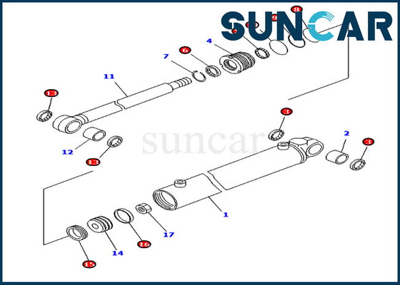 Excavatrice Service Kit For Komatsu PC20MR-1 PC20MRX-1 PC20R-8 du kit 707-98-14740 de joint de cylindre d'oscillation