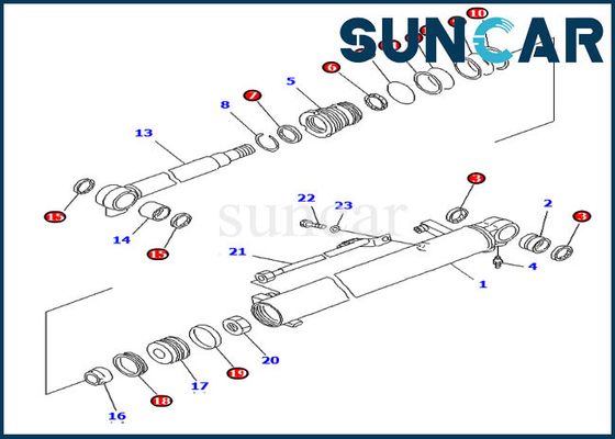 Kit hydraulique de Kit Excavator Boom Cylinder Service de joint des parties 707-98-14890 intérieur de PC20R-8 KOMATSU