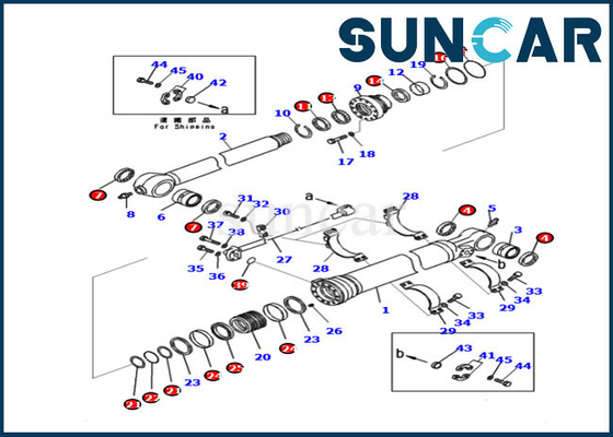 PC210LC-11 PC228US-11 modèle la réparation Kit Excavator Oil Seal Kits de joint de cylindre de bras de KOMATSU 721-99-47131