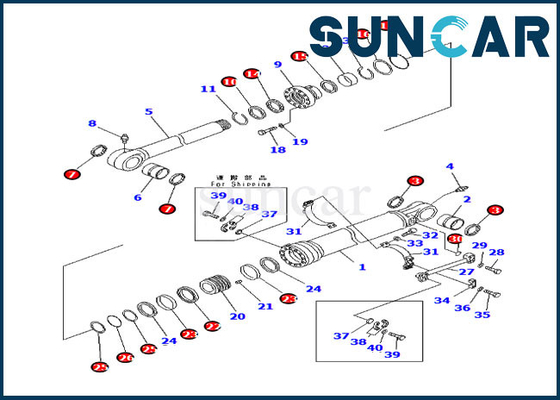 707-99-66350 le boom ajustent le kit de service de KOMATSU PC210NLC-8K PC230NHD-8K du kit 7079966350 de joint de cylindre