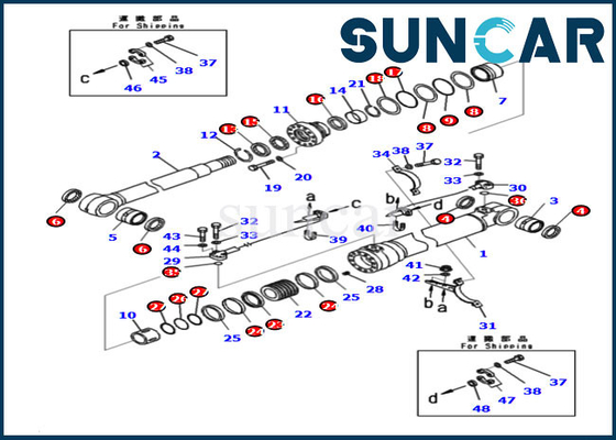 Service Kit Excavator Seal Kit de cylindre de boom de PC210LC-11 HB215LC-3 721-98-00860 KOMATSU