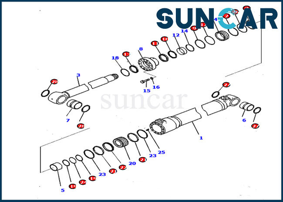 707-99-47070 excavatrice Repair Parts de Kit Fits Komatsu HB215LC-2 PC210LCI-10 de service de cylindre de boom