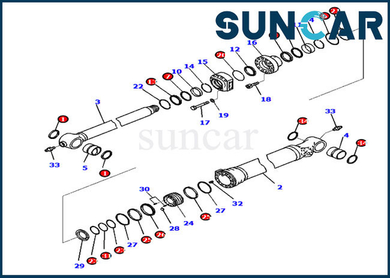 Cylindre de seau du kit 721-98-00180 de joint de KOMATSU scellant l'excavatrice de Kit Fits PC210LCI-10 PC210LCI-11
