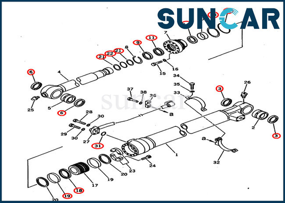 Service Kit For de cylindre de seau de KOMATSU PC220-6 PC220LC-6 707-99-58240 2.0M Arm Excavator