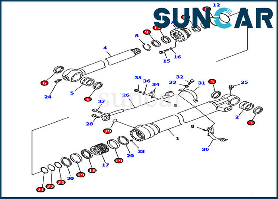 Le kit de joint de cylindre du kit 707-99-58320 PC220-6 PC220LC-6Z KOMATSU de service de seau de résistance à l'usure