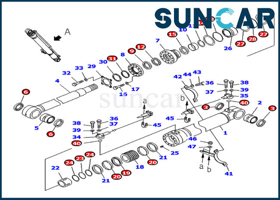 707-98-47841 7079847841 pièces de rechange de Kit Hydraulic Cylinder Fits Komatsu PC220-7 de joint de boom