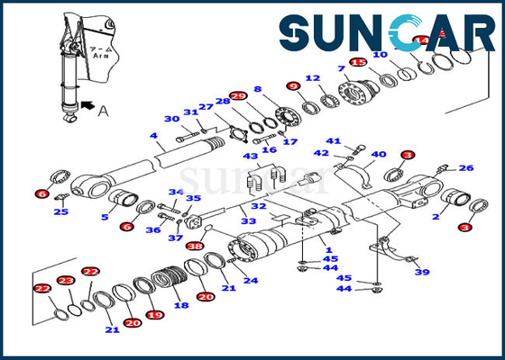 707-99-47851 kit de joint de rechange d'OEM de kit de service de cylindre de seau de PC220-7 PC220LC-7 KOMATSU