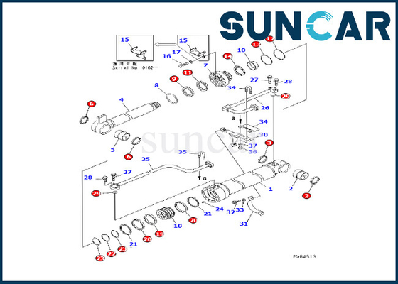 KOMATSU 707-98-46220 ajustements de kit de cachetage de cylindre de boom pour l'excavatrice de PC228USLC-1 PC228USLC-2