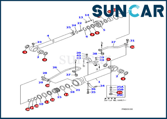 Réparation Kit Hydraulic Cylinder d'Arm Seal Kit 707-99-57260 PC228UU-1 KOMATSU d'excavatrice