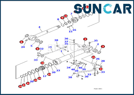 707-98-14580 phoque Kit Komatsu Fits PC22MR-3 PC26MR-3 PC20MR-3 de rechange de cylindre de boom