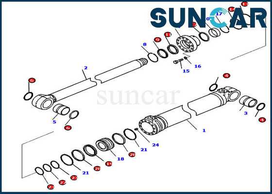 Service Kit For PC228USLC-11 PC228USLC-11 de remplacement de cylindre de boom de KOMATSU 721-98-02320