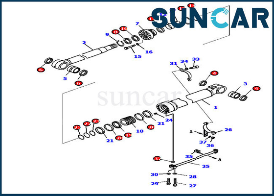 Excavatrice de Kit For PC228US-8 PC228USLC-8 de réparation de cylindre hydraulique de boom du kit 707-99-46470 de joint de KOMATSU