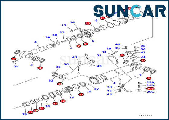 Version d'outre-mer KOMATSU de Kit For PC228US-3 PC228USLC-3 de service de cylindre de bras du kit 707-99-57180 de joint