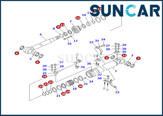 707-98-46300 cachetage résistant à l'usure Kit Fits PC228USLC-3E0 PC228US-3E0 KOMATSU de kit de joint de cylindre de boom
