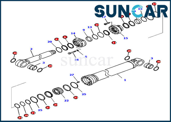 Modèle Equipment de Kit Fits Komatsu PC290LCI-11 de service du cylindre 721-98-04320 du kit 7219804320 de joint de boom