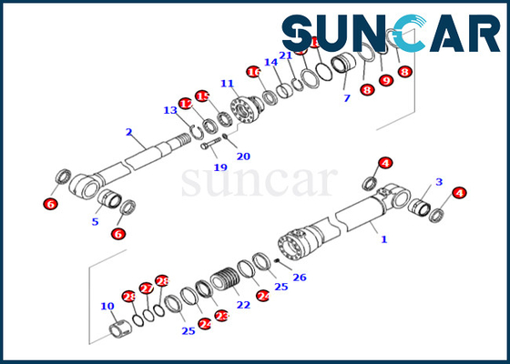 707-99-50580 réparation Kit Komatsu Fits PC240LC-10 PC240LL-10 PC240NLC-11 de cylindre de 7079950580 booms