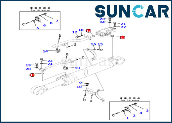 721-98-00290 7219800290 kits de service de cylindre de boom de KOMATSU pour PC240LC-11 PC240NLC-11 PC240LC-11E0 PC240NLC-11E0