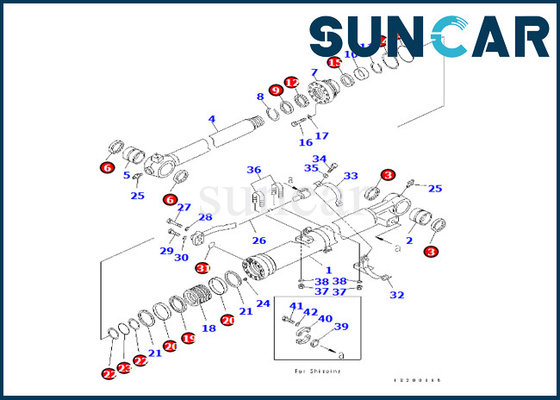 Réparation Kit Komatsu Fits de cylindre de seau 707-99-47890 707-99-47890 pour PC240LC-8K PC240NLC-8K