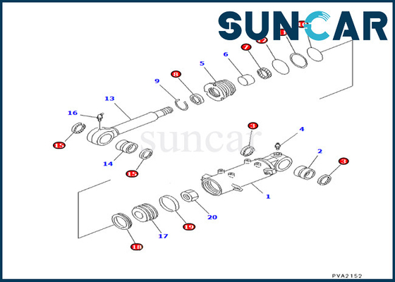 Cylindre de lame 7079824570 de KOMATSU 707-98-24570 scellant Kit Fits PC25-1 PC25R-1 PC30-7