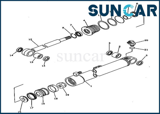 pièces de scellage hydrauliques de Kit For PC20-5 PC30-5 KOMATSU de réparation de joint de cylindre d'oscillation de 20S-63-86300 20S6386300