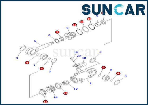 KOMATSU 707-98-24610 phoque Kit Fits PC25-1 PC25R-1 PC30R-7 de cylindre d'ascenseur de 7079824610 lames