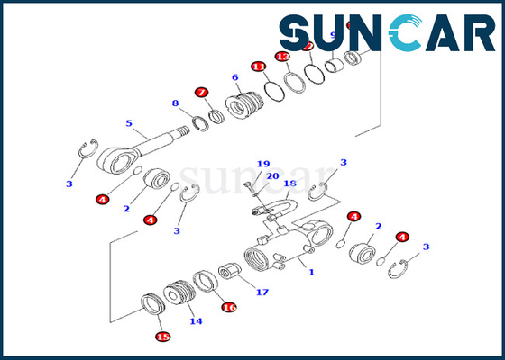 Kit de joint de cylindre d'ascenseur de lame de KOMATSU 707-98-12670 7079812670 pour PC25R-8 PC27R-8 PC27R-8