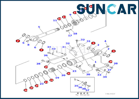 Kit KOMATSU de service de cylindre de seau 707-99-58090 7079958090 ajustements PC350-8 PC300-8 PC360-7