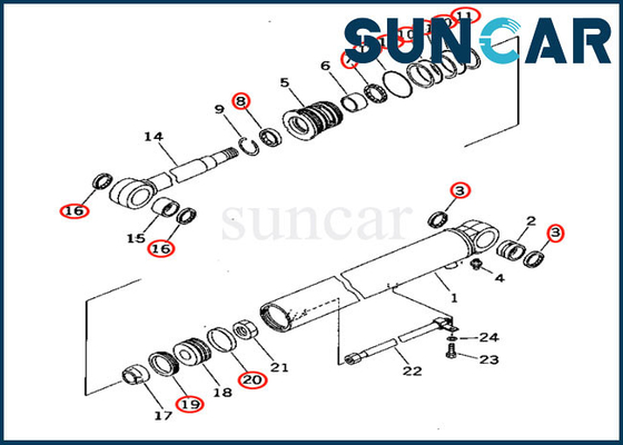 707-98-24920 phoque Kit Service Kit Made de cylindre de boom pour le modèle Excavator de KOMATSU PC30-7 PC30R-7