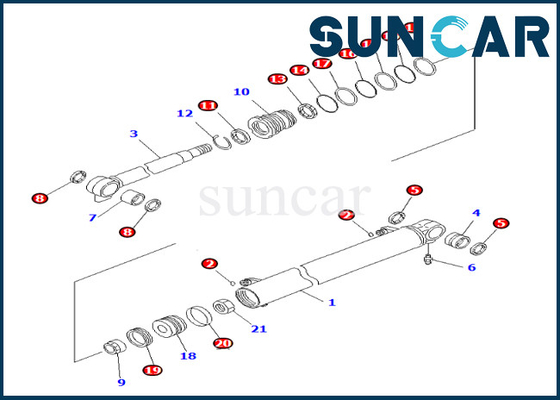 Phoque Kit Komatsu de cylindre de boom 707-98-23890 remplacement Kit For PC27MR-3 PC27MR-2 de cylindre de 7079823890 booms